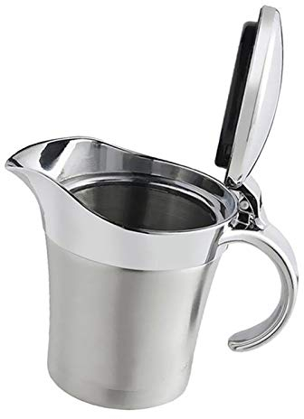 Jarrita de Leche Acero inoxidable salsa salseras Jar Barco 450 ml con tapa de doble pared de aislamiento térmico Jarrita para la Leche/Salsera (Size : 750ml)