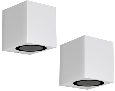 ledscom.de 2x Wandleuchte ALSE für außen, IP54, Downlight, weiß matt, eckig, 1x GU10 max. 35W