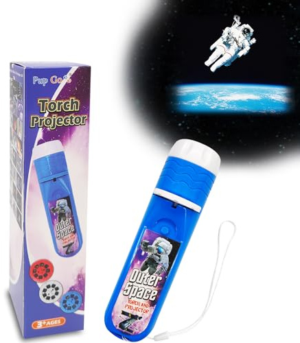Pup Go Outer Space Torch and Projector for Kids Ages 3+, Including 3 Discs 24 Images, Cool Toys for Boys & Girls, Space Explore Projector Night Light, Educational Toys Idea Birthday Gifts for Toddler