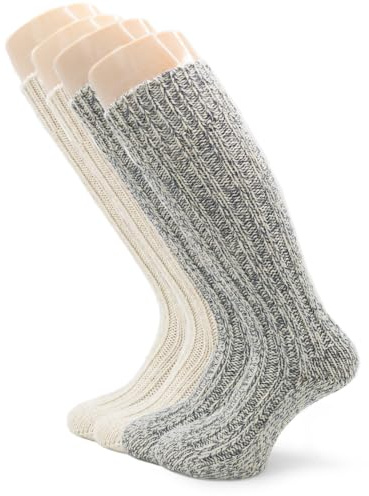 PASINI FASHION 2 Paia - Calze da unisex in Lana irrestringibile - Collezione SCI - avvolgenti e confortevoli, in assortimento in due colori (Panna/Grigio 43-46)