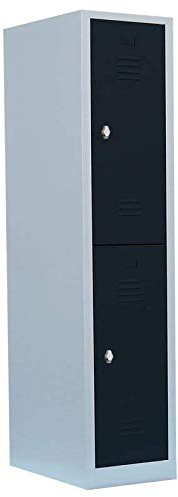 2 Fächer Spind Garderobenschrank komplett montiert Stahlschrank Doppelspind 1800 x 415 x 500 mm Lichtgrau/Anthrazit 523218