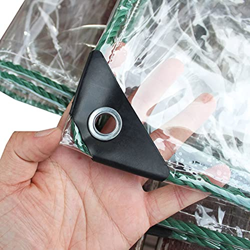 Clear Tarpaulin Waterproof Heavy Duty, PVC Multifunctional Rain Curtain Transparent Tarp with Eyelets, Weatherproof/Anti-Aging, Garden Plant Covering Tarpaulin,Transparent-2.4×9m/94.5×354.3in