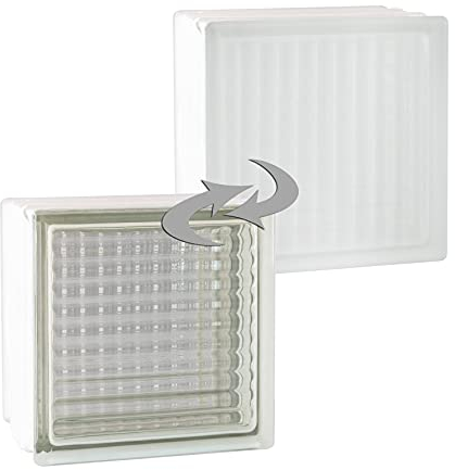 Fuchs Design THERMO BLOCK, 3x Glasbaustein Gekreuzt Weiß, 19 x 19 x 12 cm, einseitig satiniert, Wärmedämmung: Ug 1,2