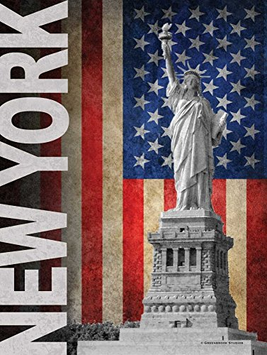 Kunstdruck auf Holz, Bars New York Williams Todd, vertikales Bild, rot, weiß, blau, grau, schwarz, Statue, Liberty Amer, Kunstdruck, 73 x 55 cm