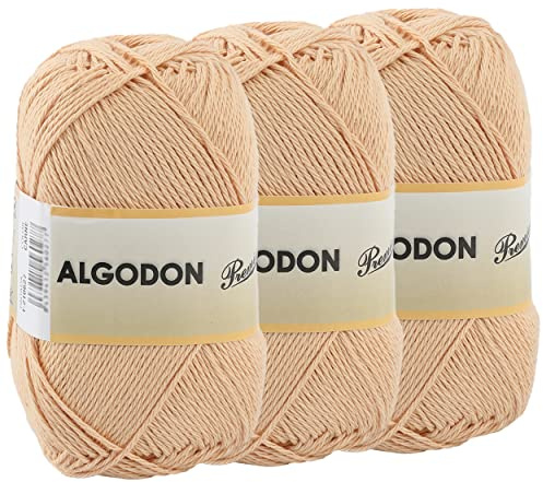 Hilo de Algodón Ovillo de Algodón 100% Perfecto para Tejer o para Ganchillo - Color Carne 100gr 220metros x 3pcs