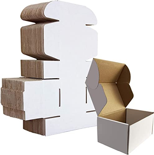 HORLIMER 25 stycken fraktkartong liten kartonglåda, 153 x 102 x 76 mm förpackningslådor med lock för varor, presentförpackning, vikkartong, postlåda, fraktkartong (vit)