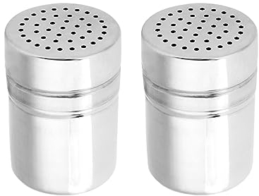 2Pcs Salt Pepper Shakers, Stainless Steel Spice Shaker Dispenser Condiment Jar Spice Shaker Large Holes Kitchen Shakers Sugar Shaker(M)
