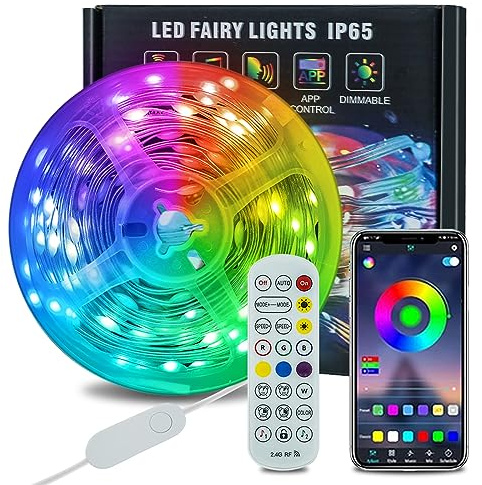 ELINKUME Lichterkette Außen,USB Led Lichterkette Outdoor Wasserdicht mit Fernbedienung Timer,RGB Farbwechsel Musik Sync Fairy Lights für Außerhalb Indoor Dekoration (10M)