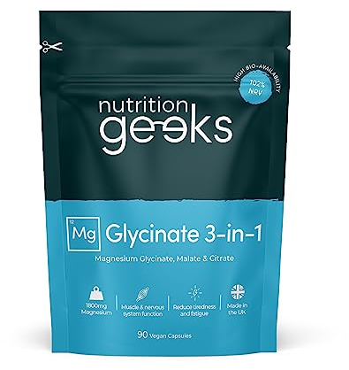 Magnesium Glycinate 3-in-1 Complex - 1800mg Supplements as Bisglycinate, Citrate & Malate 90 Vegan Capsules, Triple High Absorption 384mg Elemental, UK Made