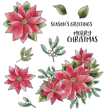 Briartw Transparente Weihnachtsblumen-Stempel und Stanzformen-Set für Kartenherstellung, Bastelalbum, Karten und Einladungen, zum Erstellen von Weihnachtsstern, Weihnachtskarten, festliche Grüße,
