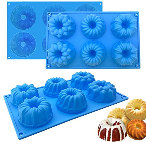 Mini Fluted Cake Pans, 3 Packs Reusable Silicone Baking Pan, Non-Stick Jello Molds for Cupcake, Jello, Brownie, Donut, Ice Cream/16