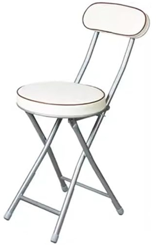 Klappstuhl Küche Gepolstert Stilvoller Kontrastbesatz Klappstühle, Schlafzimmertragbares MetallEisen Studienstuhl, Empfangsstuhl, Tragfähigkeit 120 Kg (Color : Weiß, S : 74 * 36 * 30.5cm)