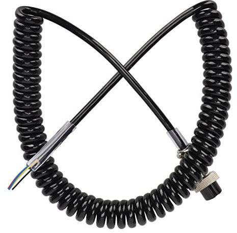 POCREATION 4-Pin Radio Microphone Cable, Flexible Coiled Replacement Cord, 7.8 Inch Extended Length, Compatible with CB Ham Radio