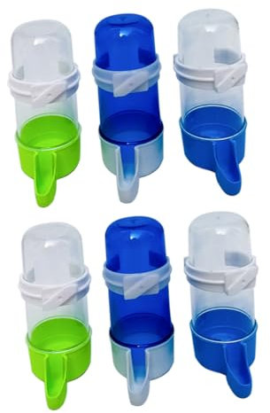 FRCOLOR 6pcs Parrot Drinking Fountain Automatic Bird Water Feeder Plastic 240ml Suitable for Birds and Small Pets Random Color