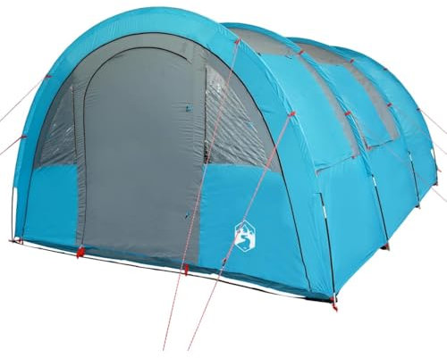 vidaXL Tunnelzelt, Campingzelt für 4 Personen Wasserdicht, Outdoor Zelt mit Abnehmbarem Überzelt Insektenschutz, Familienzelt Leicht Tragbar, Blau