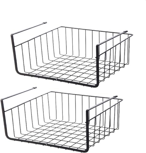 BeLlaq 2 Stück Schrankkörbe Aufbewahrungskorb Hängekorb Metall Hängekorb Regal für Küche, Büro, Speisekammer, Bad, Schrank