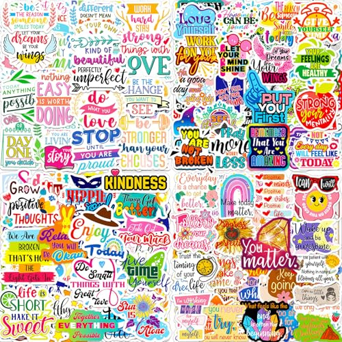 Aufkleber 200 Stück Sprüche Sticker, Inspirierende Motivation Wasserdichte Vinyl Sticker Set für Kindle, Laptop, Trinkflasche, Scrapbook, Skateboard, Journal, Macbook, Planer, Notebook