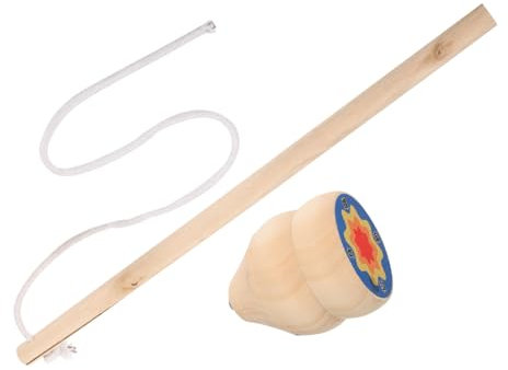 ifundom Traditionelles Holz-drehspielzeug Mit Schnurantrieb Langlebiges Gyro-Spielzeug Für Kindergeburtstag Halloween Handkoordination Fördernd Natürliche Farbe Kreatives Party-mitgebsel
