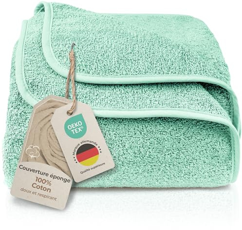 LAYNENBURG Premium frottéfilt 150 x 200 cm – 100 % bomull – tunn och lätt sommarfilt – bomullsfilt som filt och täcke – frottéfilt och kylande sofffilt (turkos)