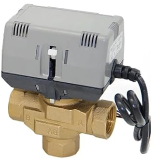 KAYOUDE 1/2'' 3/4'' 1'' Three Way 220V Motorized Shut-off Valve VC6013 Brass Fan Coil Electric Globe Valve(3/4)