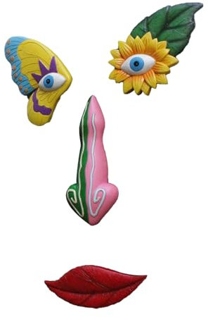 Qcwwy Décor de Visage d'arbre de Papillons Colorés, Décorations d'arbre D'extérieur en Résine Fabriquées à la Main pour Le Jardin, la Maison, Le Bureau