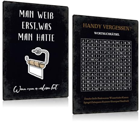2er Set Retro Toilette Lustige Blechschilder 30x20cm - WC Metallschild mit Witzige Spruch - Bad Gästebad klo Wand-Schild Dekoration Zubehör