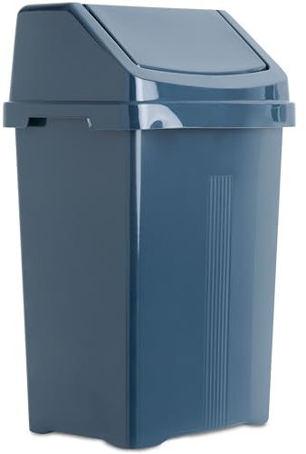 Poubelle rectangulaire Couvercle basculant 8l Bleu Marine Plastique Bureau