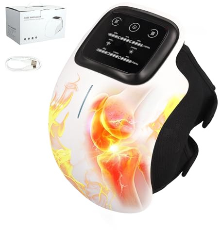 Knee Massager, Cordless Knee Massager with Powerful Infrared Heating and Vibration, Smart Heated Knee Brace for Joint Pain Relief, Stretched Ligament Muscles Injuries, Rechargeable, LED Touch Screen