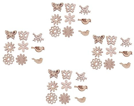 ULDIGI 200stücke Dekorative Holzscheiben Für Bastelprojekte Natürliche Holzplatten Mit Blumen Und Vogelmotiven Für Malen Und Basteln