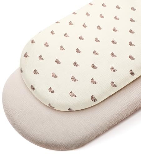 Peepeemax Universella spjälsängslakan, 100% bomullsmuslin, mjuka och andningsbara lakan, för madrass 50x83 cm, 55x90 cm, 50x90 cm, set om 2, regnbåge