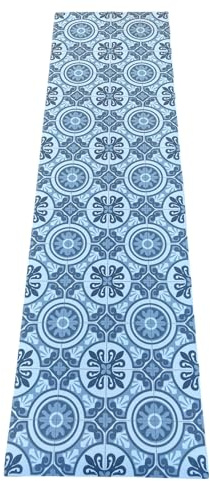LaVelahome Passatoia Per Cucina In Vinile | Tappeto in PVC Lavabile | Runner Aderente e Robusto | Largo 50 cm | Mattonelle Azulejo Cementine (cm_50_x_180, Azulejo Azzurro)
