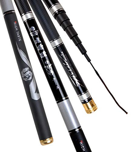 WANGBINGXING Angelrute 1/9 Power Super Hard Fishing Rod 3,6 m-6,3 m Carbon Teleskop-Karpfenbach Handpasteifischerfischereizubehör Stipprute(Black Color,3.6m)
