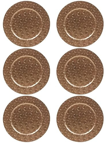 URBNLIVING 33cm Depth Charger Reusable Plates Set Gold Box Weave Design Table Plate for Christmas Halloween Wedding Party Catering Event Decoration Perfect for Any Occasion - Acrylic Material