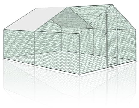 Peviasot Hühnerstall Freilaufgehege XXL mit Schloss, Hühnerhaus 3x4x2m Verzinkter Stahl Kleintierstall Freigehege Outdoor Geflügelstall, für Hühnerkäfig Kleintiere Vogelkäfig