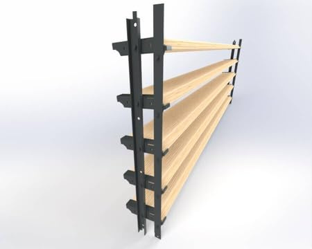 PROJECT OF WOOD Aluminium-Jalousiensystem 48 cm Anthrazit Verstellbare Lamellen Vertikale & Horizontale Montage Robuste und stabile Konstruktion Für Bretter 98 x 20 mm - 5 Griffe