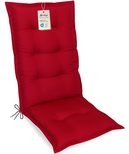 Herlag Gartenmöbelauflage Valeria Hochlehner 123x50x7,5cm | Sitzauflage Einfarbig | Polsterauflage Klappsessel | Gartenstuhlauflage Design-Edition | Öko Tex 100 | 1 Polster | Rot