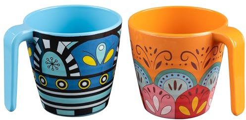 Juego 2 tazas melamina 350ml camping 2 personas color pastel toscana