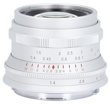 Qukaim Objectif 35 mm F1.4 Full Frame Portrait, verre optique grande ouverture, mise au point manuelle fixe, monture L, pour Leica SL, SL1, SL2, blanc