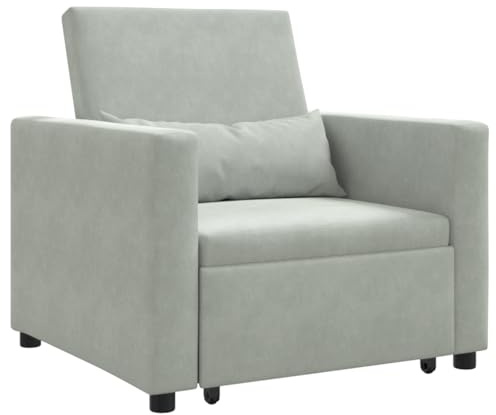 vidaXL Poltrona Moderna Grigio Chiaro Con Divano Letto Convertibile | Seduta in Tessuto Confortevole Resistente alle Macchie Ideale per Soggiorno e Camera da Letto Mobili Eleganti e Pratici