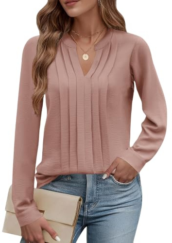 Cuptacc Damblus, elegant, v-ringad, toppar, chiffong, businessoutfit | Höst, vår, chiffong, elegant, avslappnad, modern, plisserad, företag, enfärgad, blommig, basic