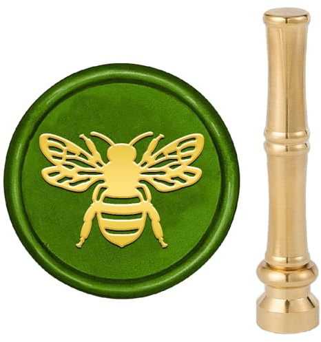 CRASPIRE Siegelstempel Aus Bienenwachs Insekten Retro Siegelwachsstempel 15mm Abnehmbarer Messingkopf Mit Bambus Metallgriff Für Heimwerker Scrapbooking Einladungen Geschenkpapier Umschläge Weinpakete