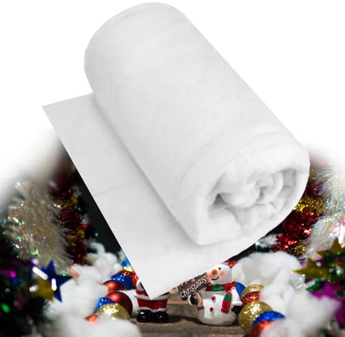 OUQIWEN Coperta di Neve Natale,80 x 240 cm Rotolo di Neve Artificiale,Tappeto di Neve Finta Esposizioni Invernali e Decorazioni per Fai da Te