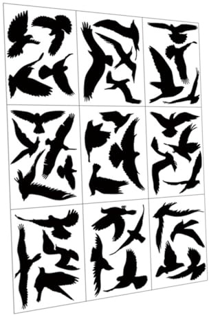 Toyvian 9hojas Pegatina Para Prevenir Colisiones De Aves Láminas Anticolisión Para Ventanas Calcomanía Estática De Forma De Pájaro Protección Contra Impactos De Aves Para Decoración De Ven