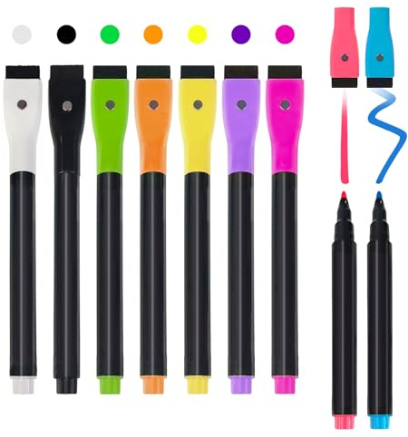 Cosmody 9 Color Neon Markers for LED Note Board - Magnetic Liquid Chalk Dry Erase Markers for LED Drawing Board, Erasable Pens with Eraser Cap for Reusable Doodle Book, Acrylic & Glass