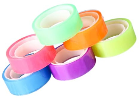 MAGICLULU 6rollos Cinta Transparente de Color para Manualidades de Cinta Adhesiva de Oficina Útiles Escolares para Proyectos y Scrapbooking