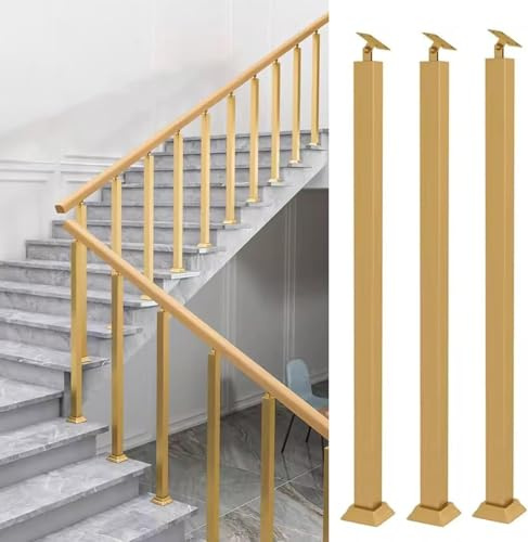 Mandrini per ringhiera in alluminio, confezione da 3 pezzi, 75 cm, in ferro battuto, per gradini e balconi, pali quadrati per ringhiere, soluzione di sicurezza moderna