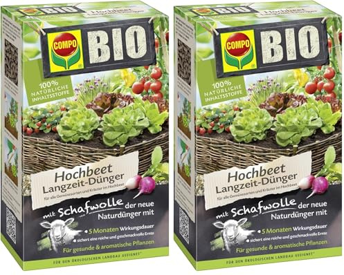 Compo Bio Engrais Longue durée pour Plate-Bande surélevée avec Laine de Mouton de 750 g, Vert (Lot de 2)