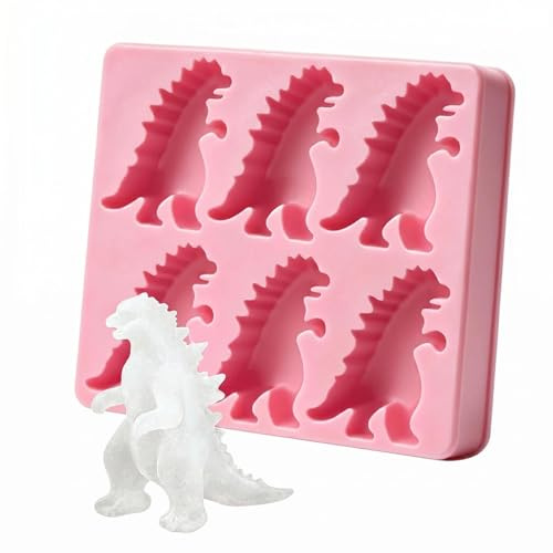Ice Cube Mold, Pink Dinosaur Ice Cube Tray, Silicone Flexible Ice Mold for Cocktails Drinks, Cute Dino Shape Ice Maker, Freezer Tray for Home Bar Kitchen Kids