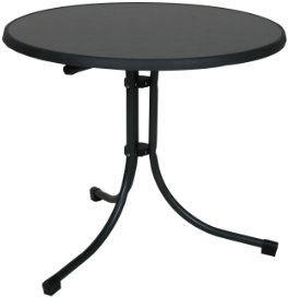 greemotion Klapptisch anthrazit, Gartentisch mit witterungsbeständiger Sevelit-Tischplatte in Schieferoptik, platzsparend klappbar, runder Tisch mit robustem Stahlgestell, besonders pflegeleicht, Maße: ca. Ø 85 x H 70 cm