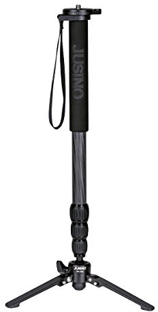 JUSINO Karbon-Monopod mit abnehmbarem Fuß/Tischstativ bis 153cm Höhe 6kg Belastbarkeit Schnelldrehverschlüsse VM-254C